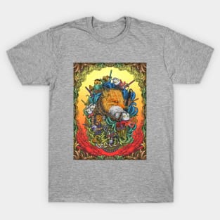 Fox Head Engraving Surrealism Artwork T-Shirt